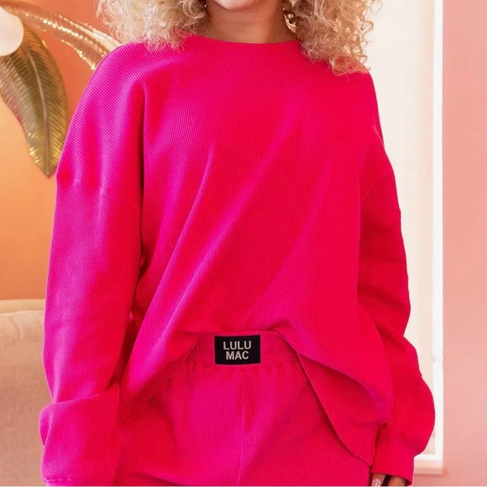 Lulu Mac Hot Pink waffle long sleeve top